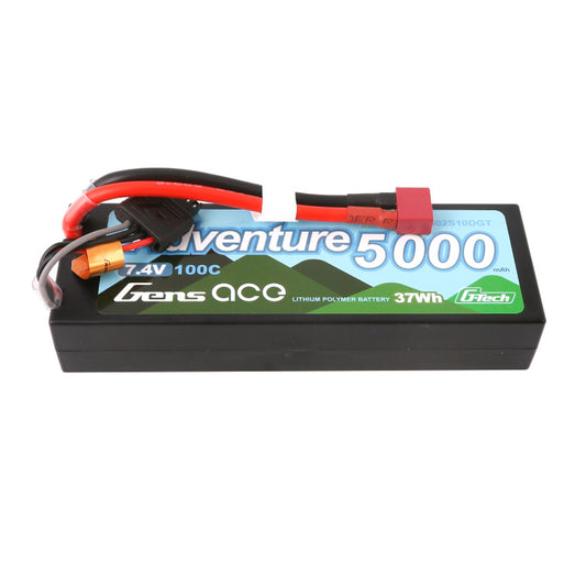 Gens ace 5000mAh 2S 100C 7.4V HardCase G-tech Adventure Lipo Battery Pack 24# with Deans Plug