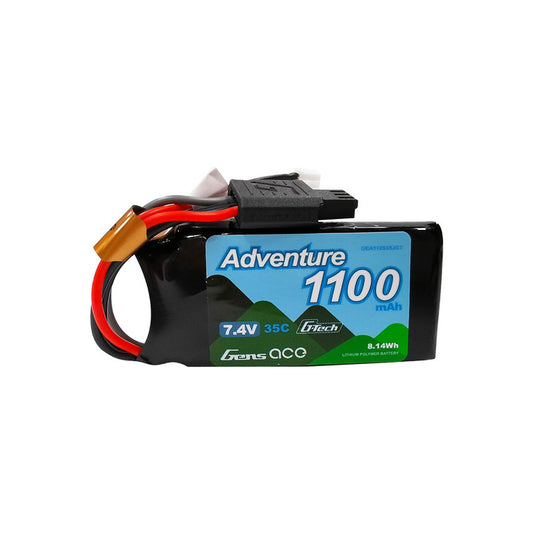 Gens ace 1100mAh 2S 35C 7.4V G-tech Adventure Lipo Battery Pack with JST-PHR Plug