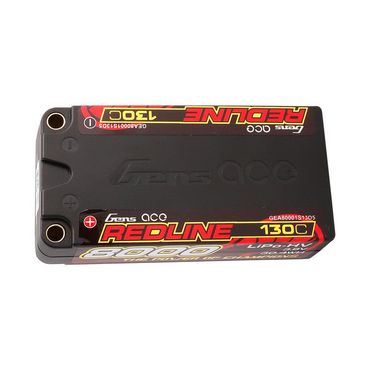 Gens ace Redline Series 8000mAh 3.8V 130C 1S2P HardCase 65# HV Lipo Battery with 5.0mm bullet LCG