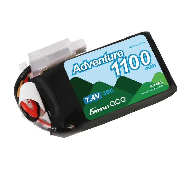 Gens ace 1100mAh 2S 7.4V 35C Adventure Series Lipo Battery Pack with JST-PHR Plug