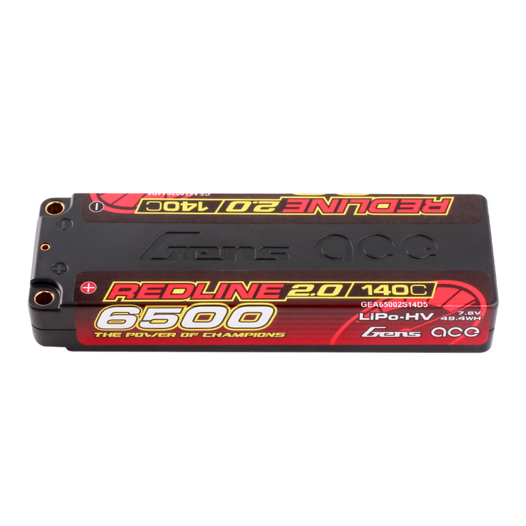 Gens ace 6500mAh 2S 7.6V 140C HardCase 57# Redline 2.0 Series Lipo Battery with 5.0mm bullet