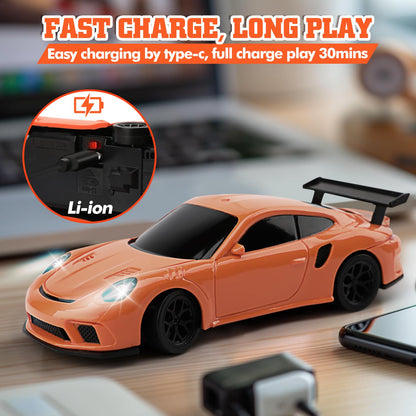 1/43 Scale Mini Drift Rc Car with Gyro, 2.4GHz Throttle & Steering Full Proportional Control Remote, 2 Sets of Tires, 8 Road Cones, High-Speed Rc Drift Car Simulate Led Light - Camouflage