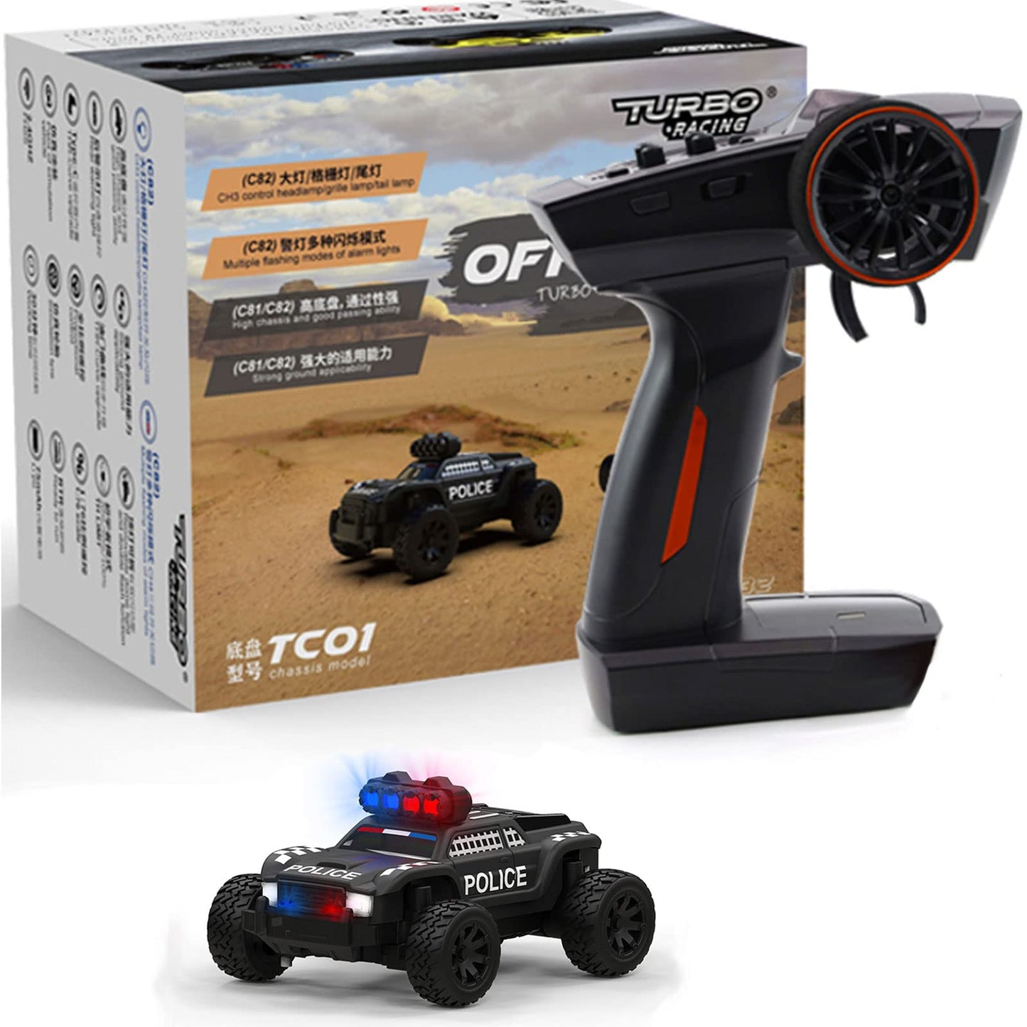 Turbo Racing 1:76 Scale Drift RC Car with Gyro Mini Full Proportional RTR 2.4GHZ Remote Control with 2 Replaceable Body Shell (C64-BLUE)