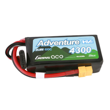 Gens ace 4300mAh 3S 60C 11.4V Adventure High Voltage G-tech Lipo Battery with XT60 Plug